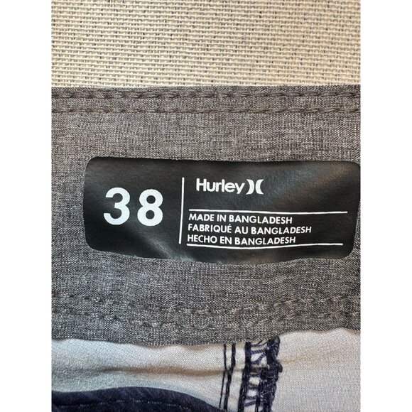 Hurley Mens Colorblock Board Shorts Size 38 Red Blue Drawstring Beach Swimwear - Picture 2 of 11